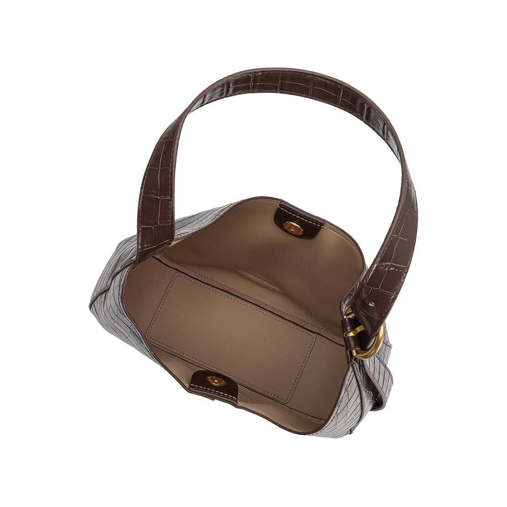 Chocolate Crocodile Vegan Leather Shoulder Bag