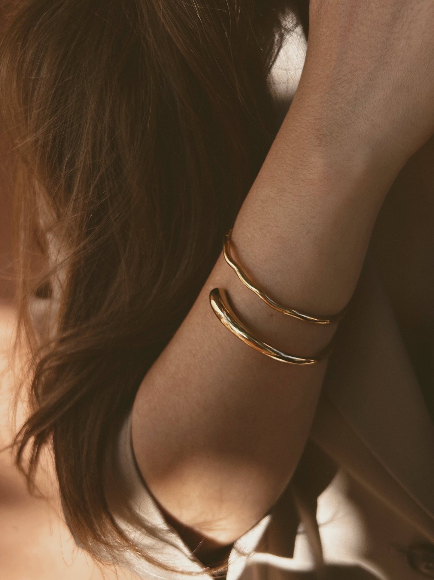 Gold Organic Open Cuff Bracelet