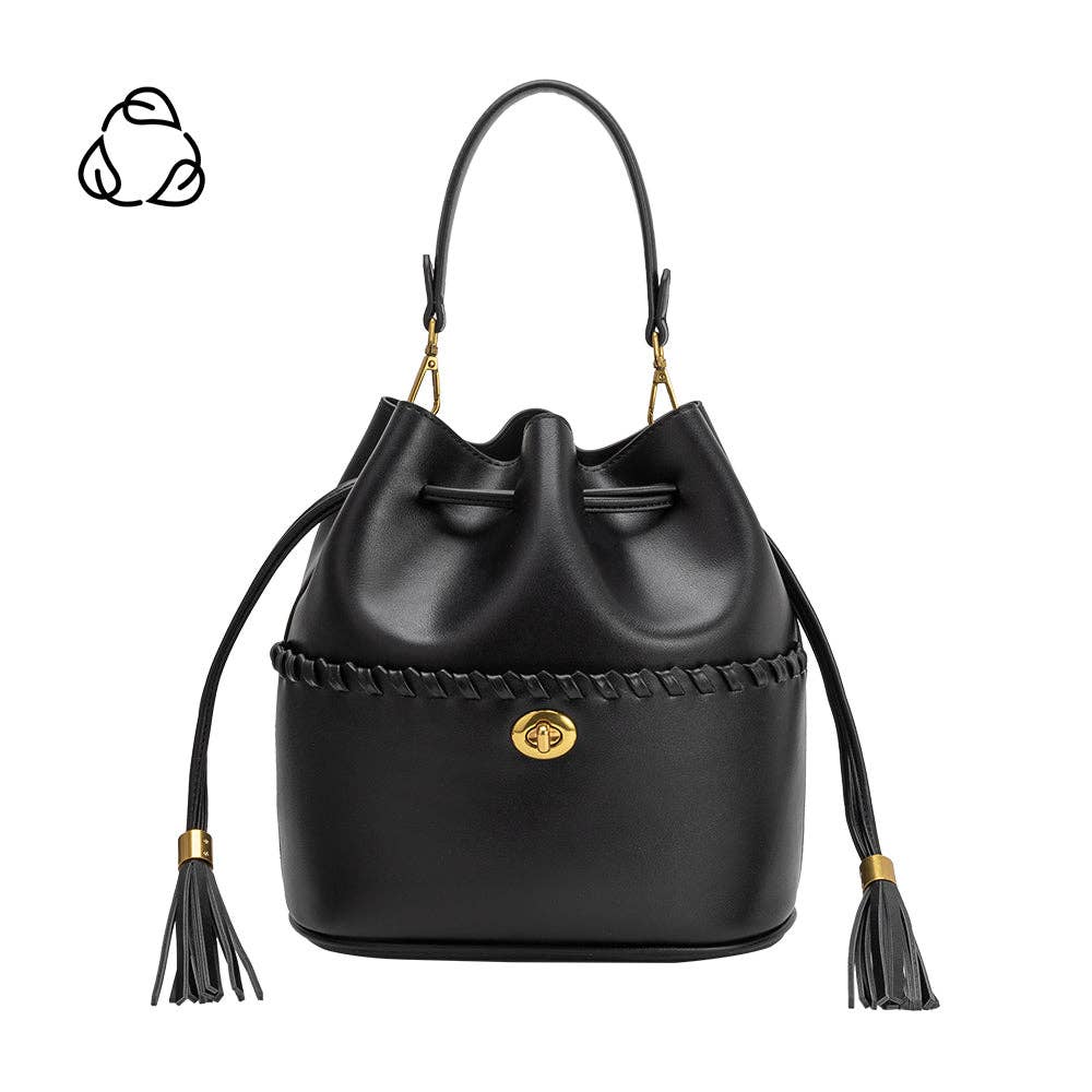 Janae Black Vegan Leather Top Handle Bag