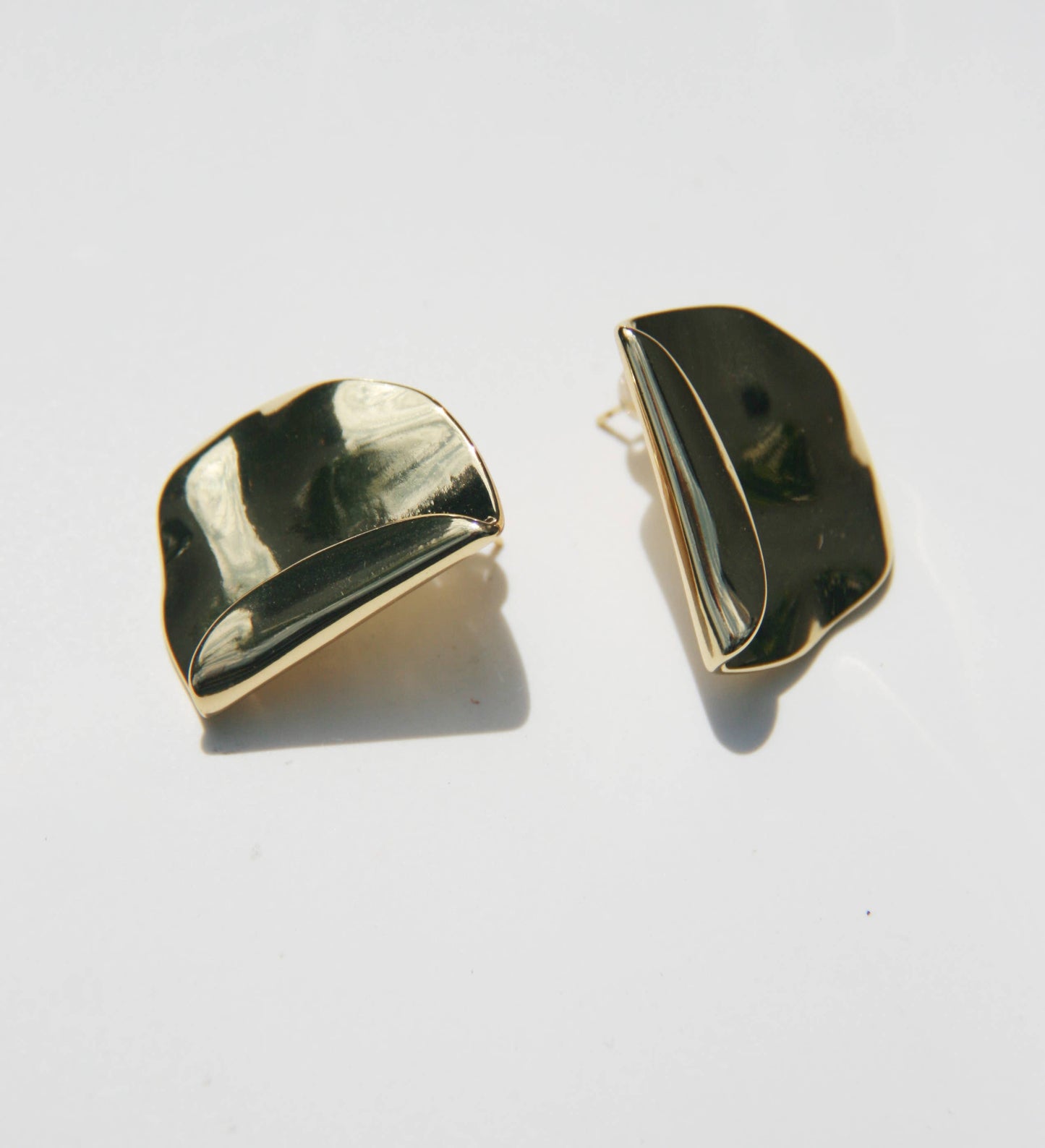 Folded Metal Statement Stud Earrings