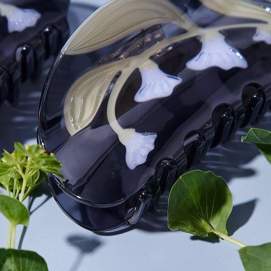 Black Moonflower Blooms Hair Claw