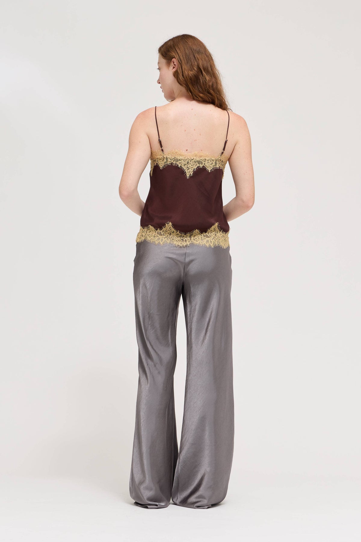Satin Lace Trim Cami Top