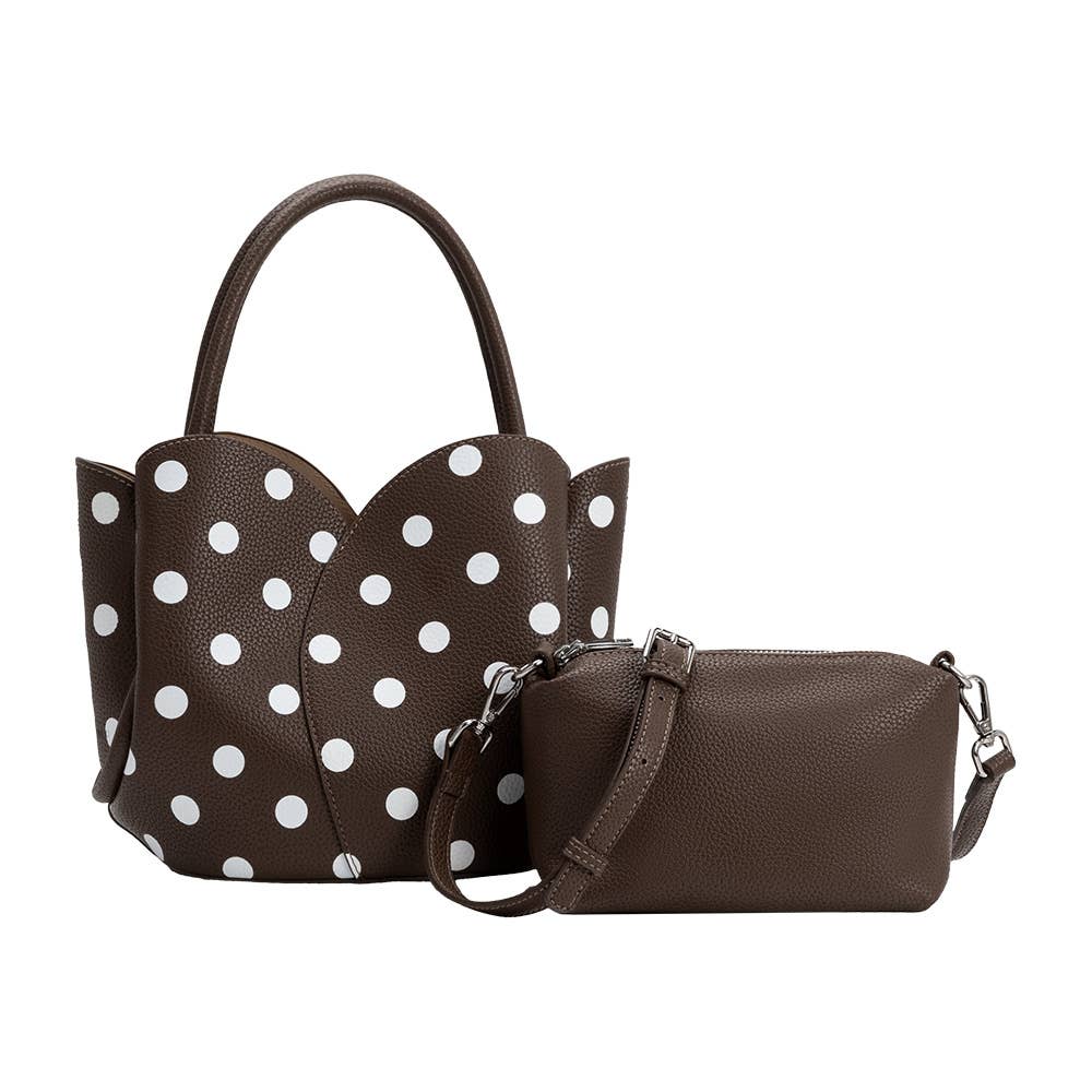 Tulip Brown Polka Dot Top Handle Bag