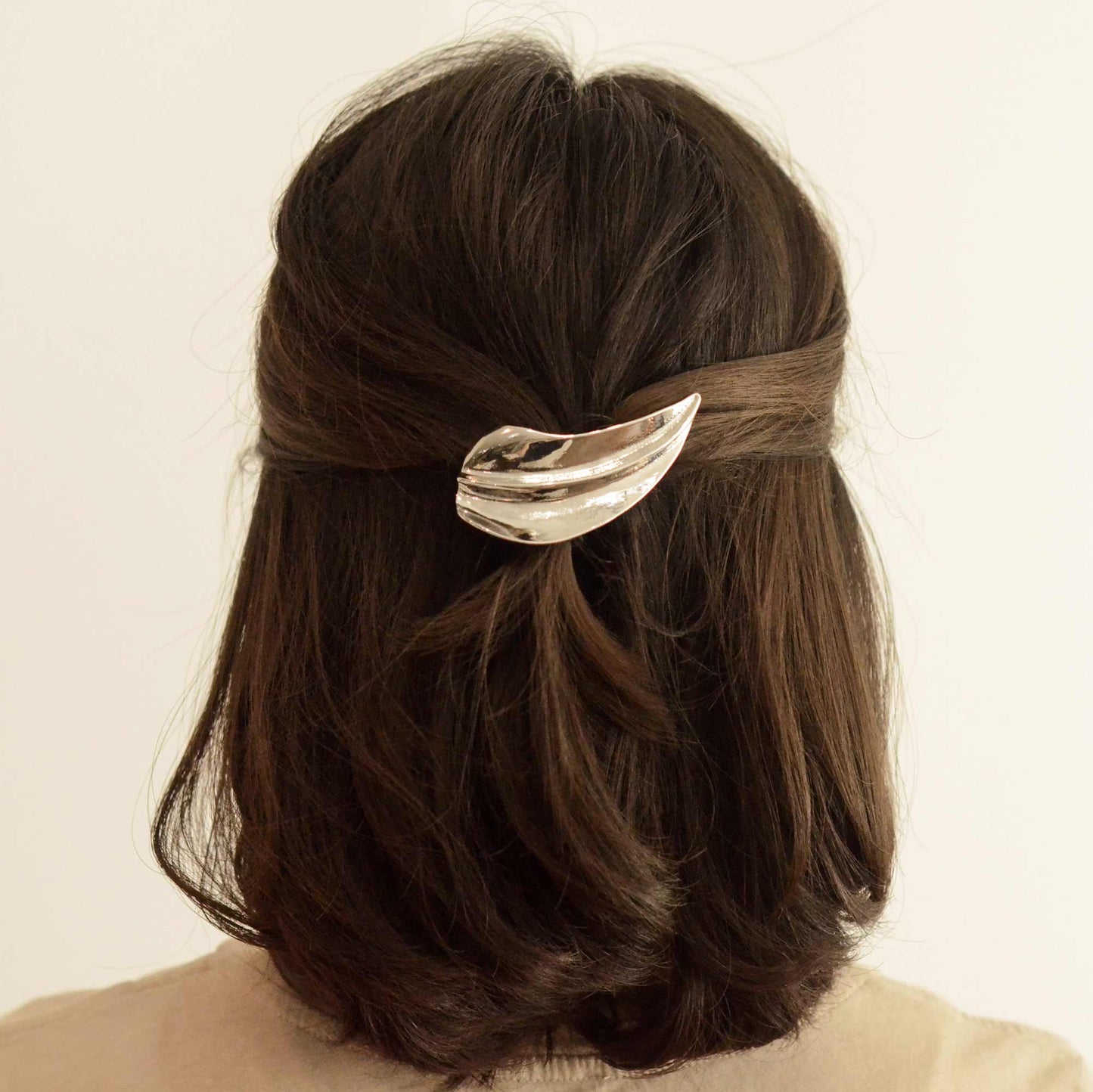 Leaf Metal Barrette Hair Clip | Silver