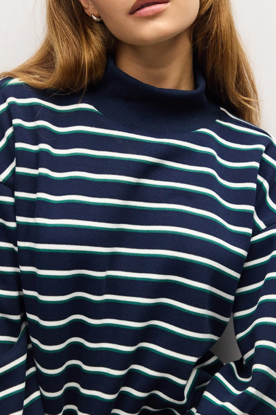 Striped Funnel Neck Fleece