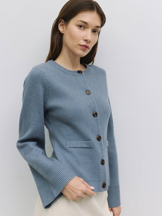 Bell Sleeve Buttoned Cardigan