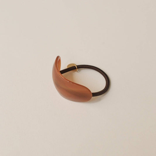Brown Curved Oval Resin Ponytail Hair Tie