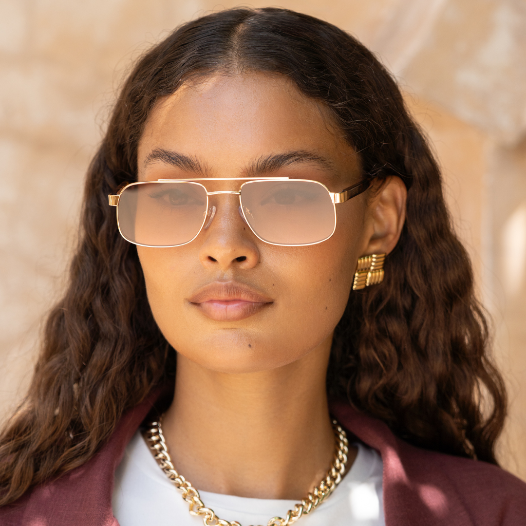 Vesper Brown Pink Aviator Sunglasses
