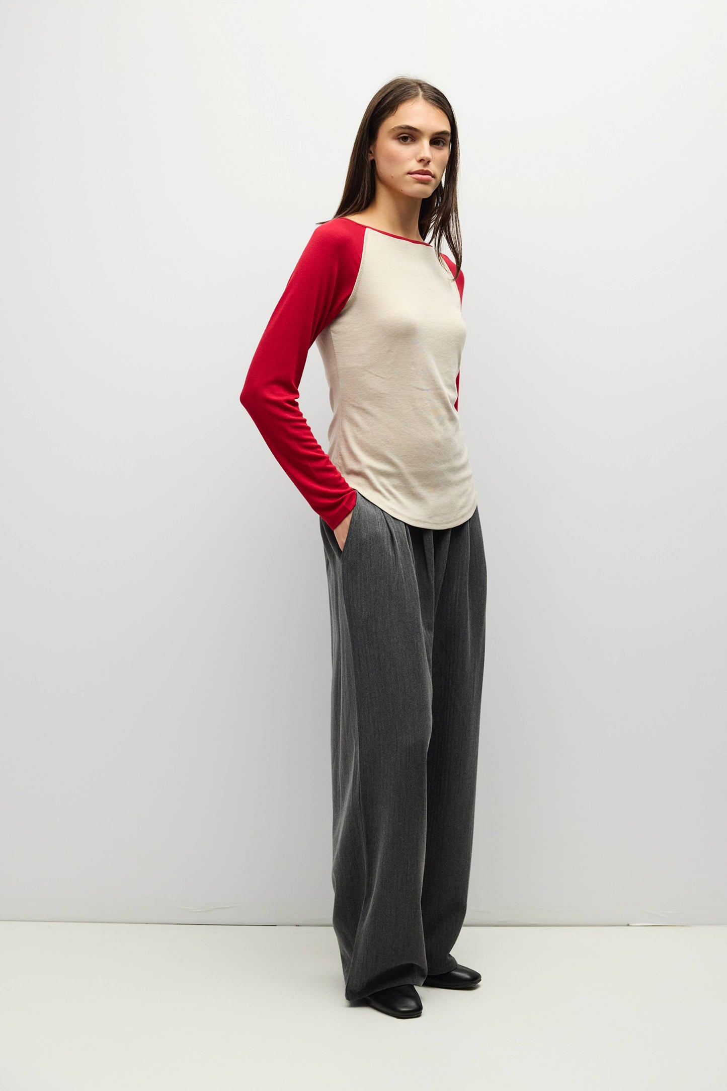 Contrast Raglan Long Sleeve Knit Top