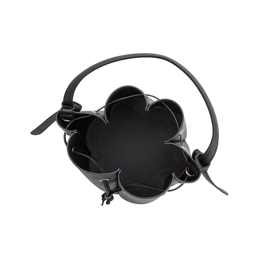 Black Laguna Pleated Top Handle Bag