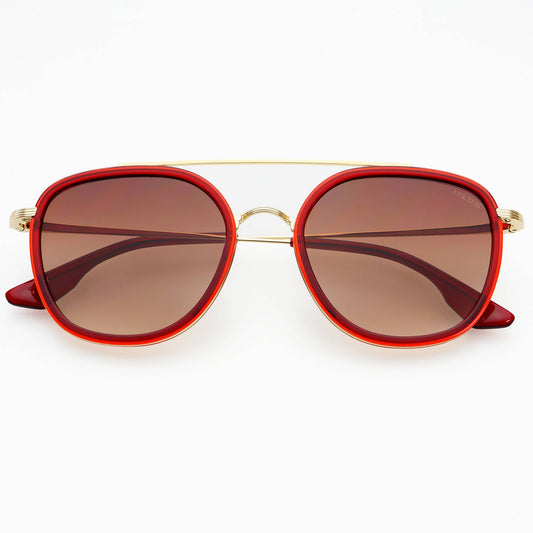 Weston Red Acetate Round Sunglasses
