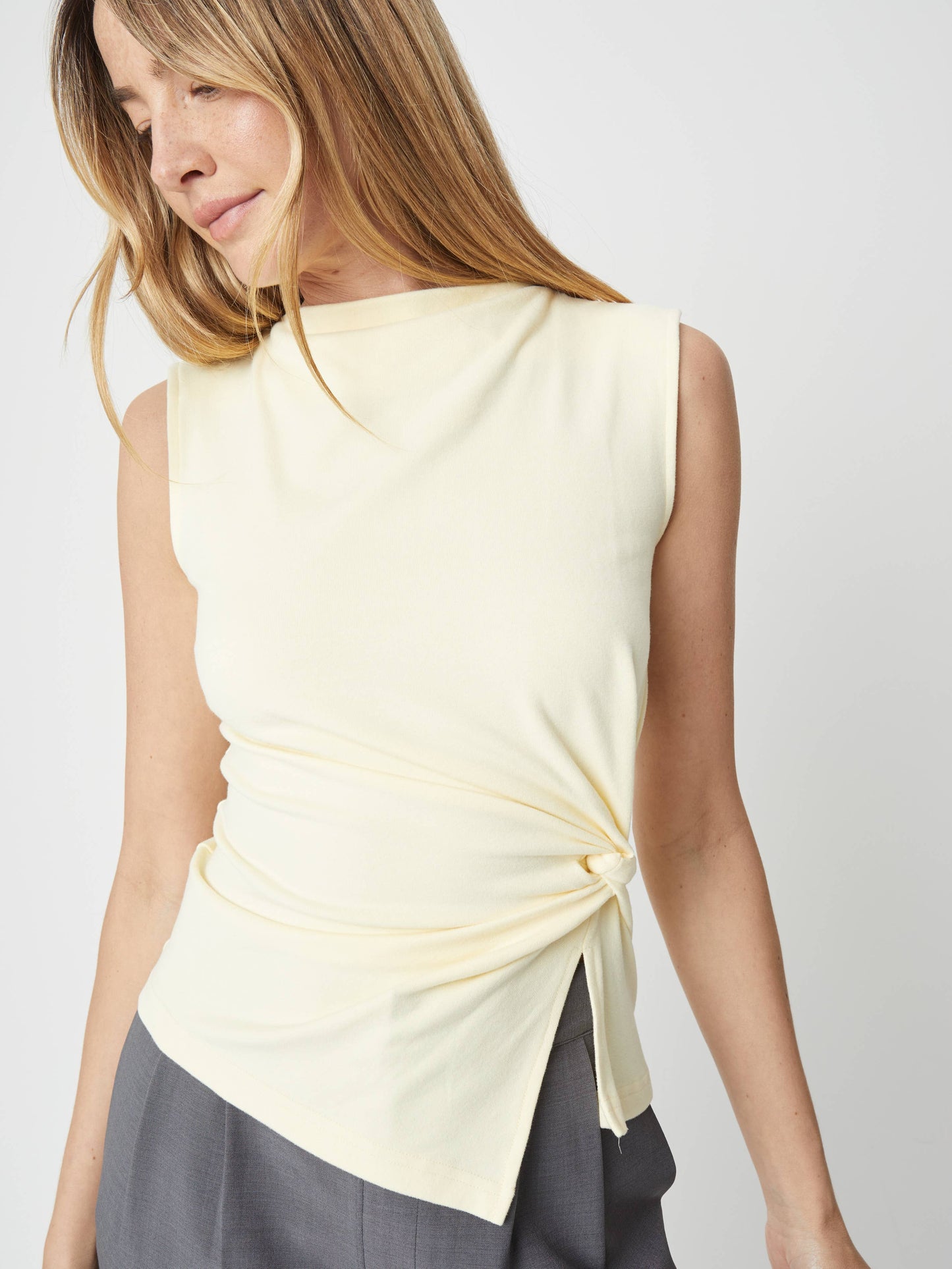 High Neck Knit Twist Top