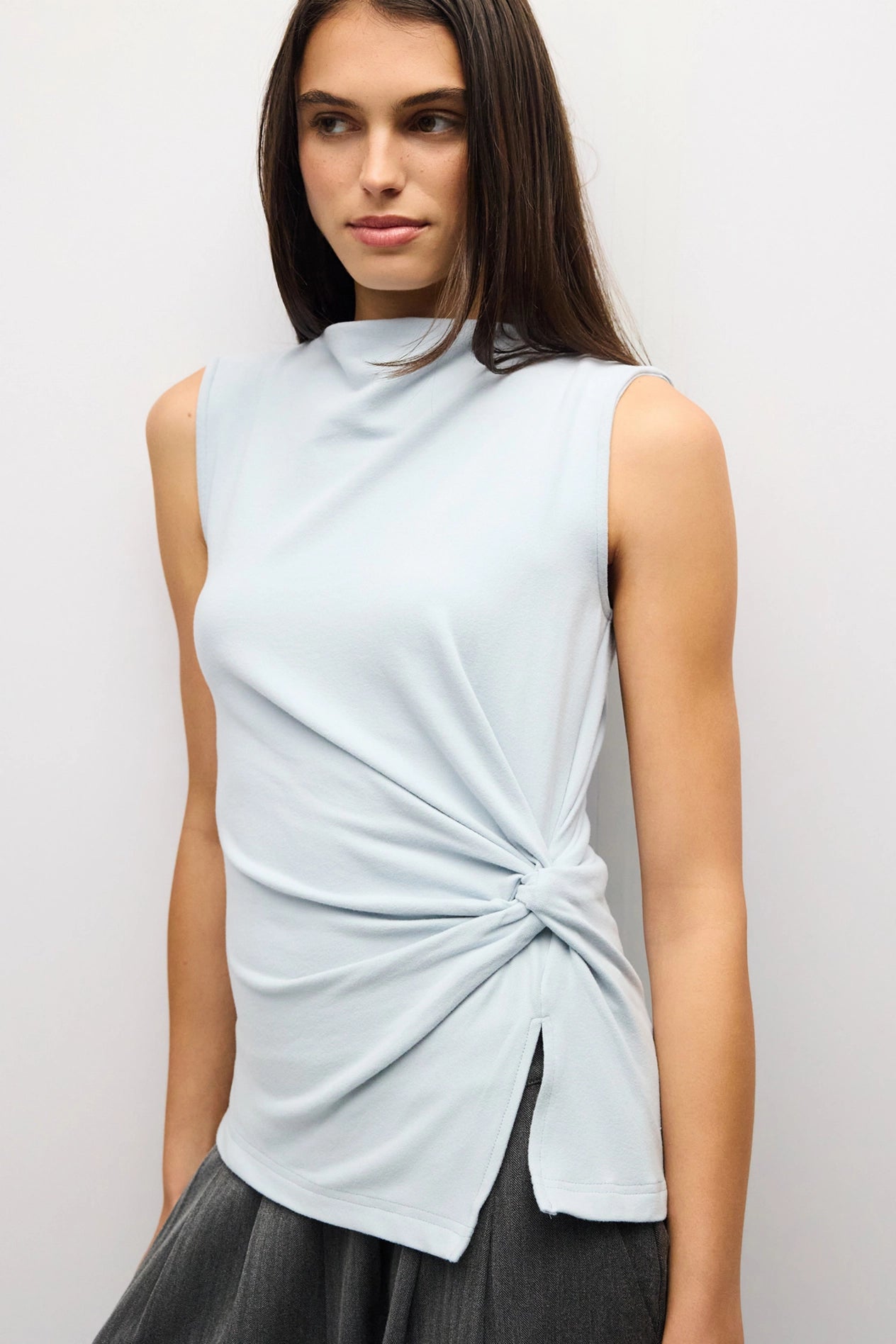High Neck Knit Twist Top