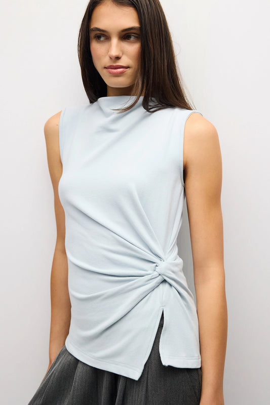 High Neck Knit Twist Top