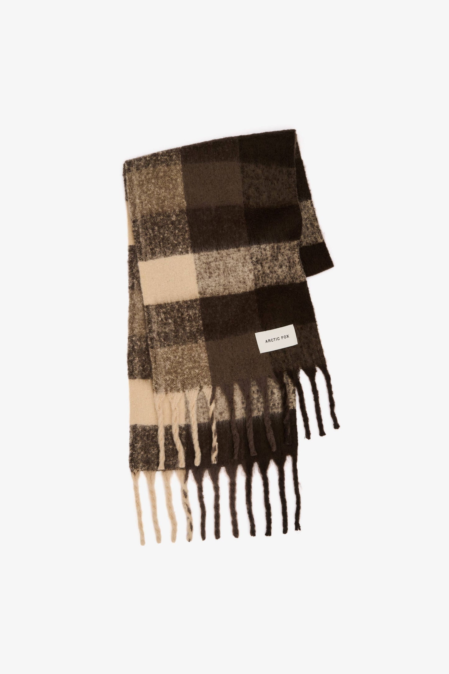 Brown Brushed Plaid Oversized Scarf