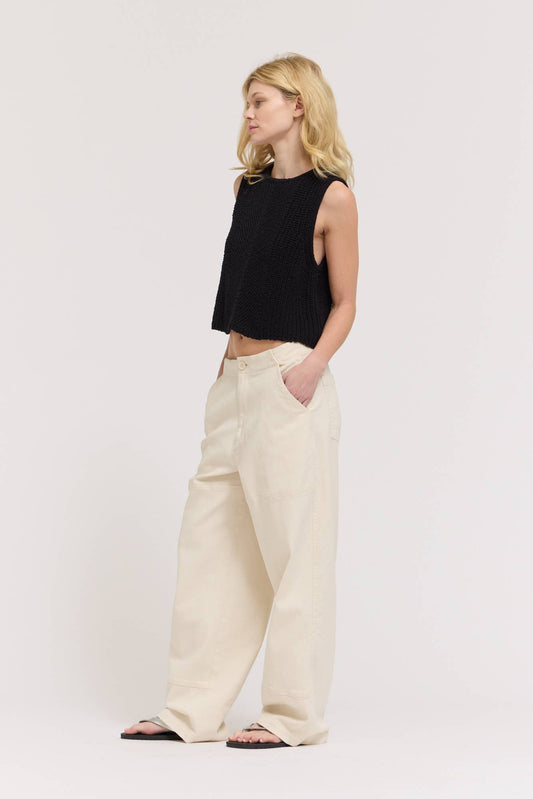 Milk High Rise Curved Leg Trouser