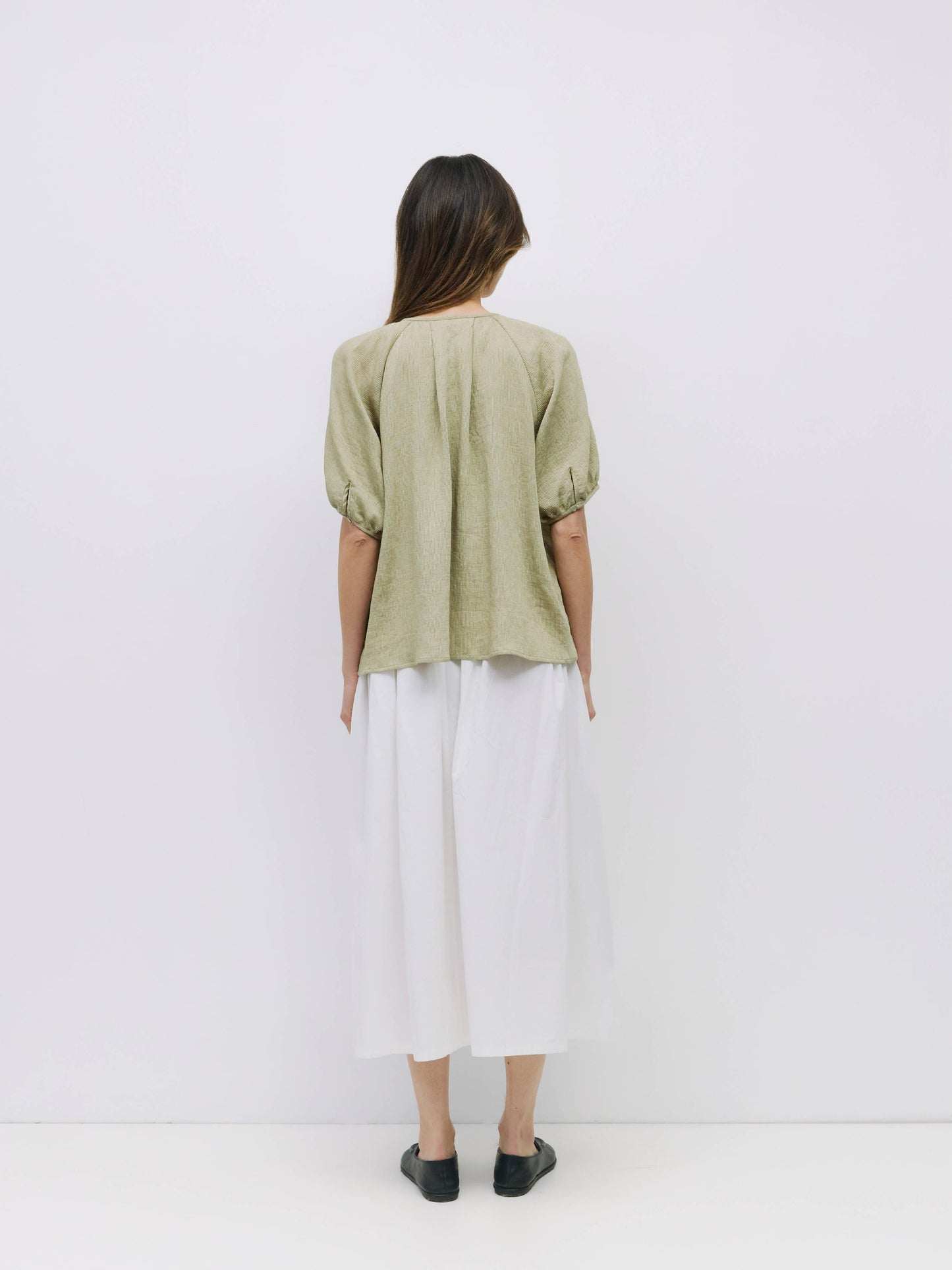 Pleated Half Button Blouse