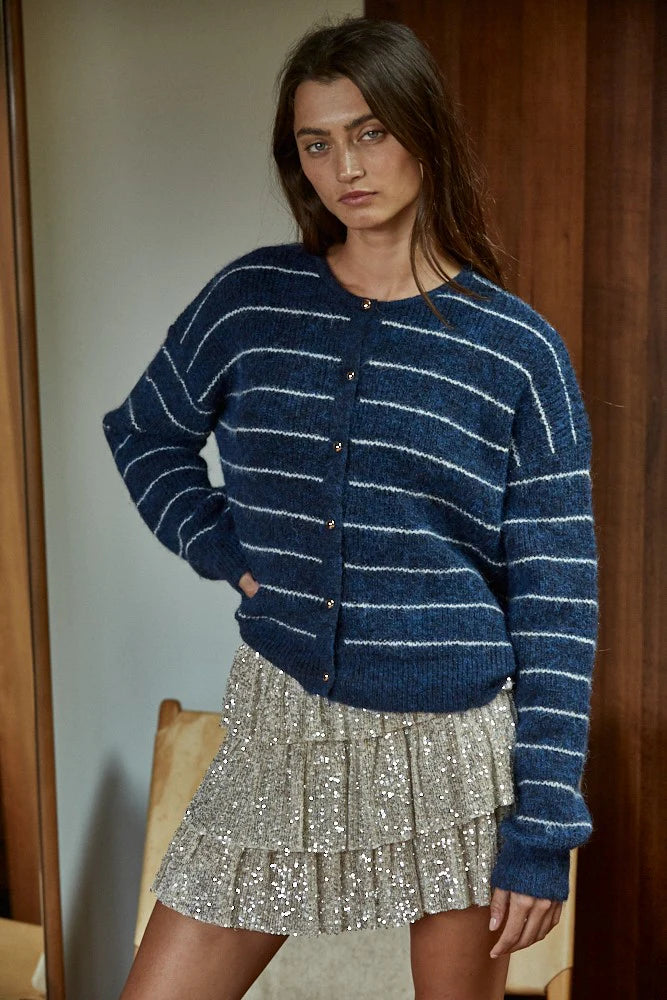 Stripe Gold Button Down Cardigan