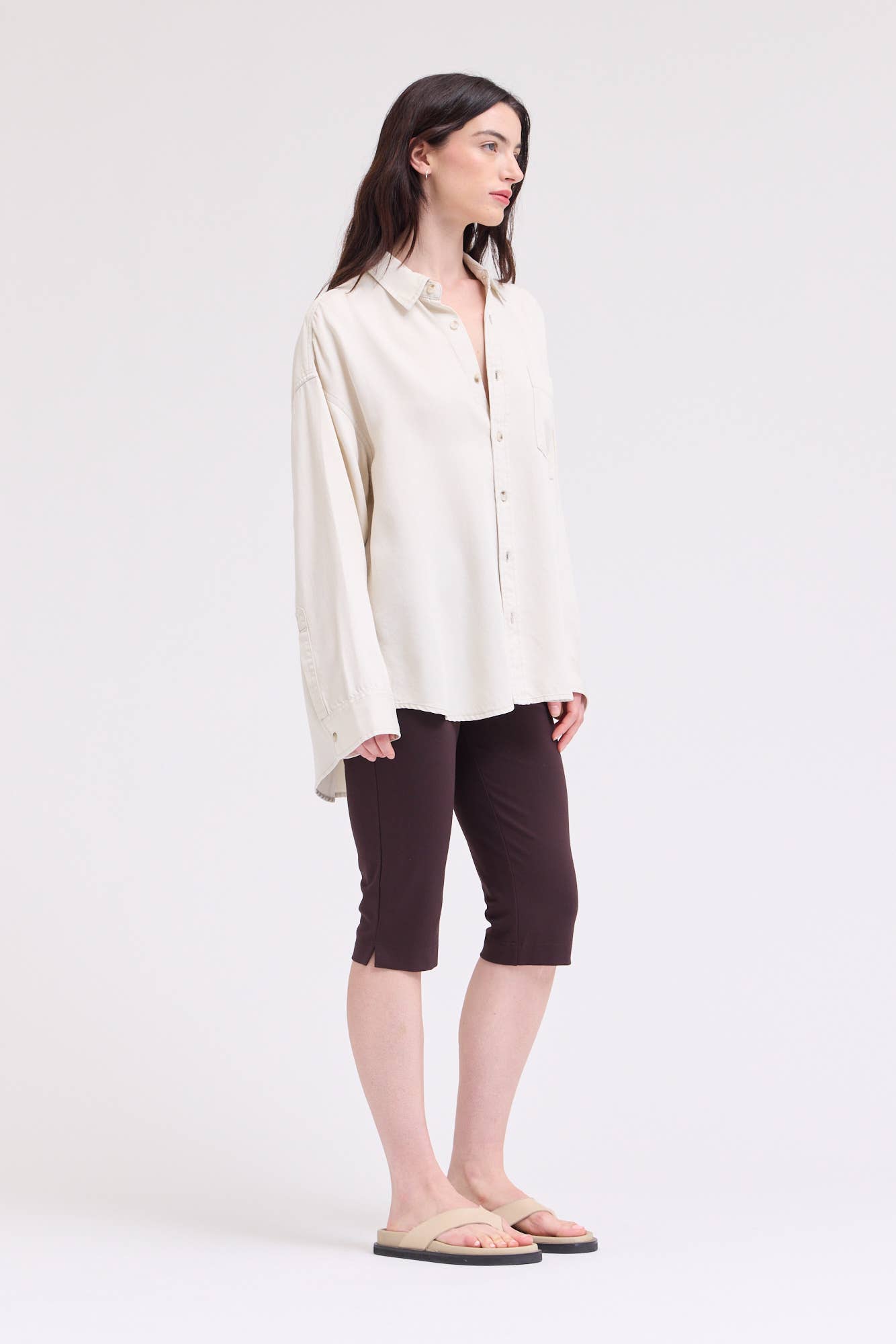 Milk Tencel Button Down Shirt