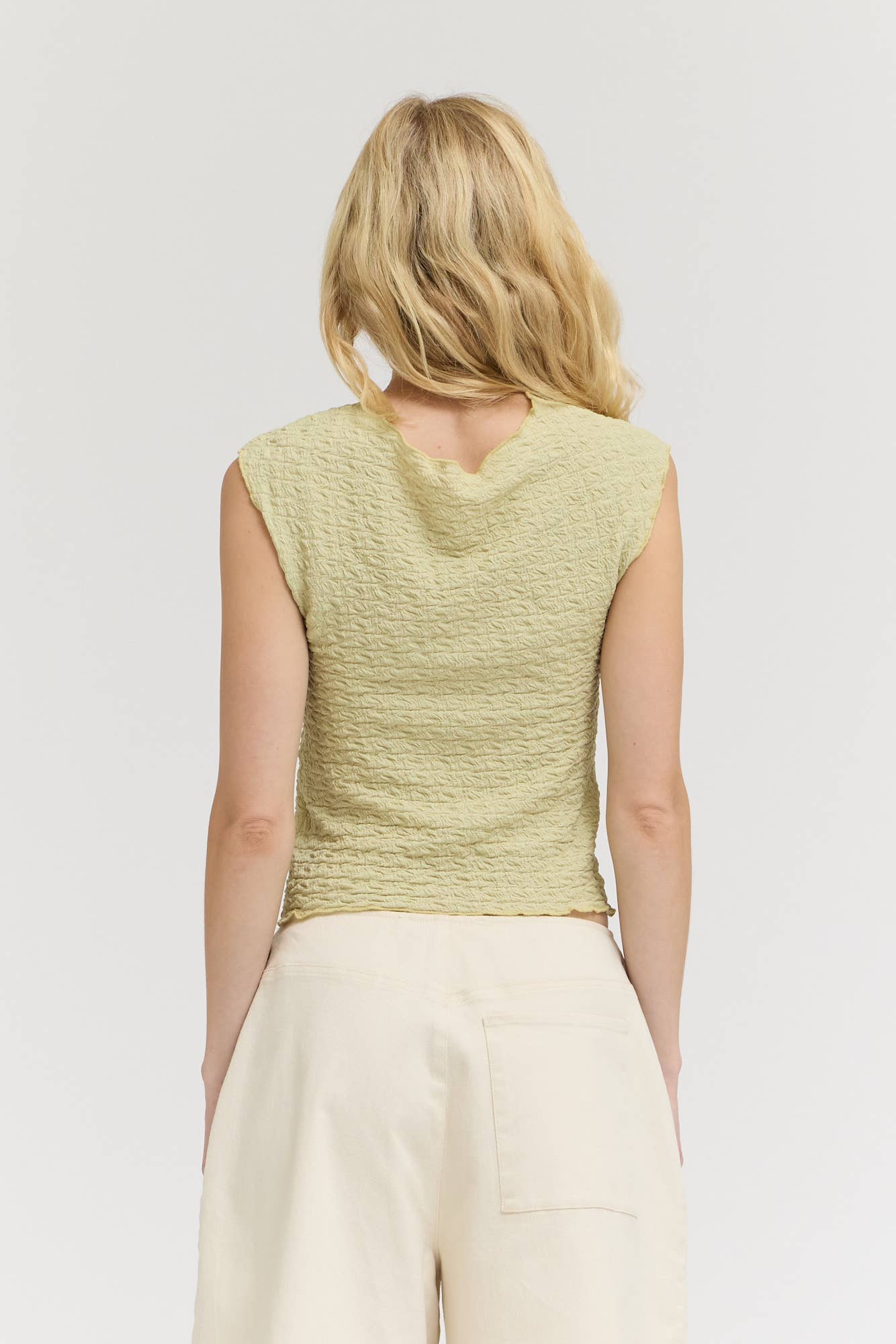 Textured Shirred SleevelessTop