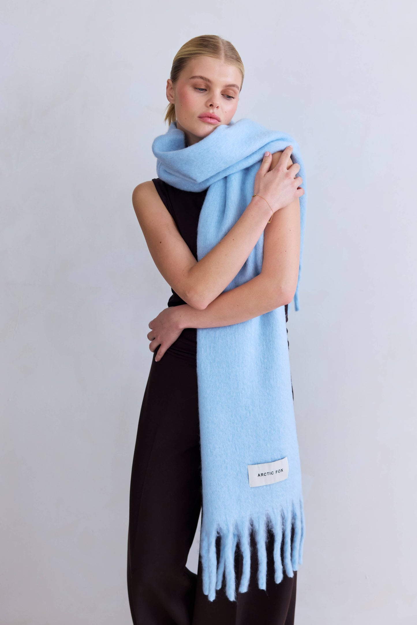 Glacier Blue Brushed Oversized Scarf
