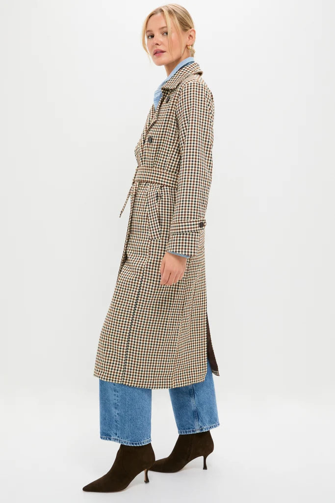 Plaid Belted Trench Coat
