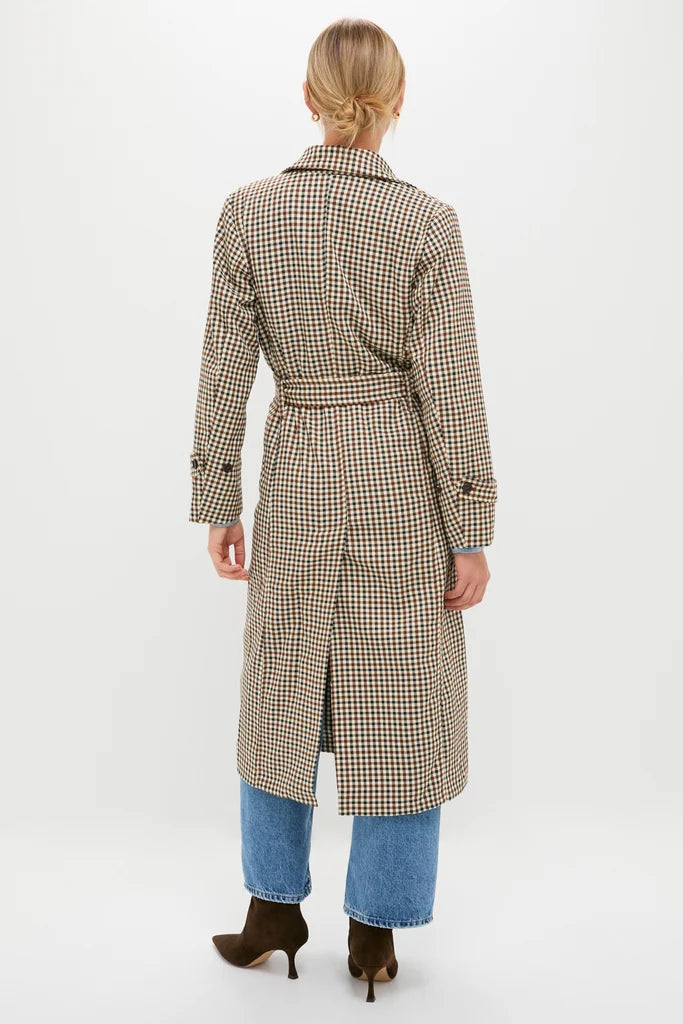 Plaid Belted Trench Coat