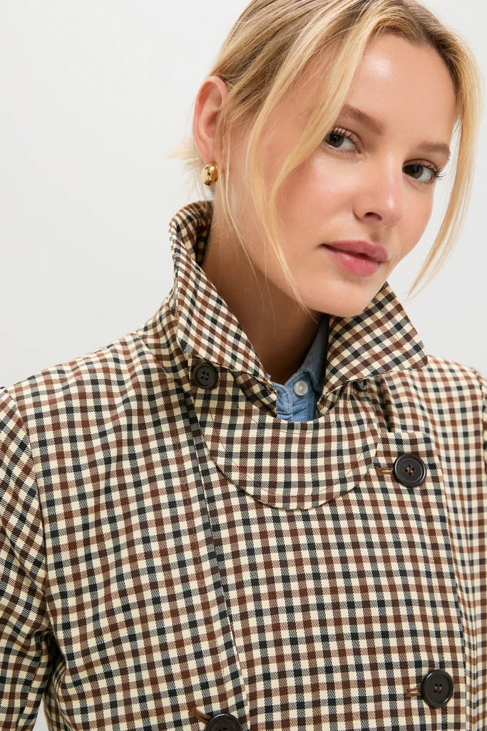 Plaid Belted Trench Coat
