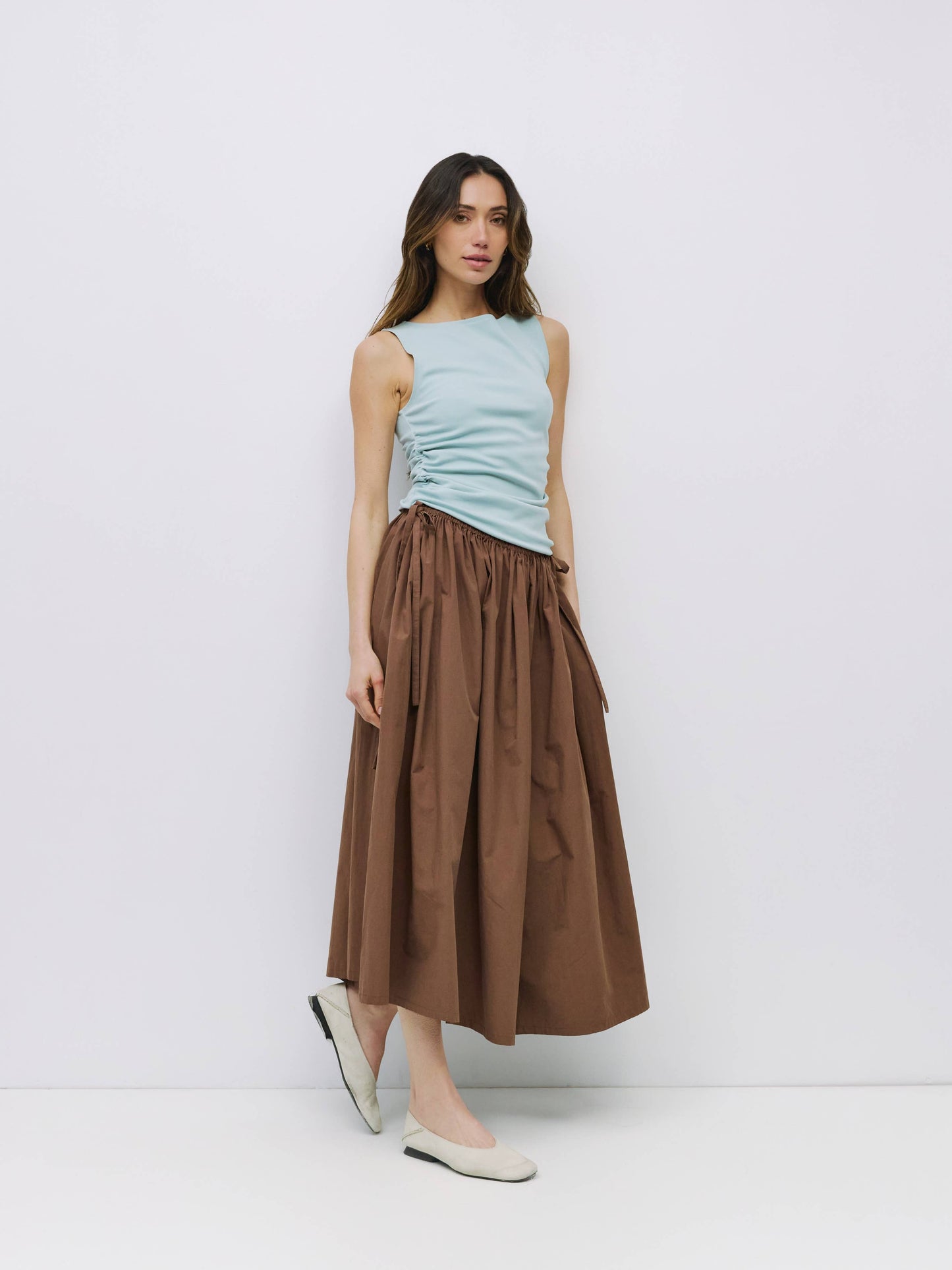 Boat Neck Ruched Knit Tank