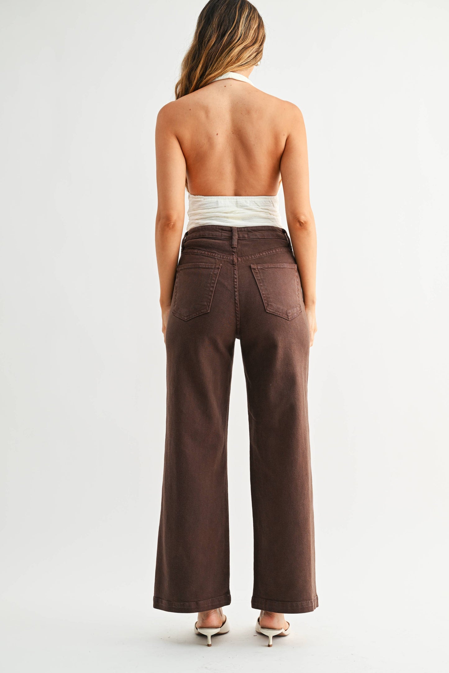Dark Brown Patch Pocket Wide Leg Jean