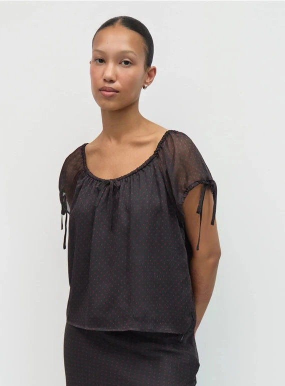 Sheer Polka Dot Chiffon Top