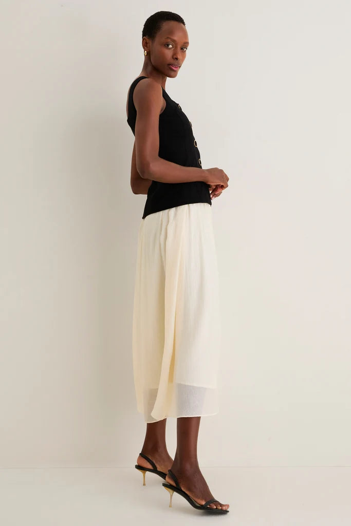 Black Two Tone Button Front Midi Dress