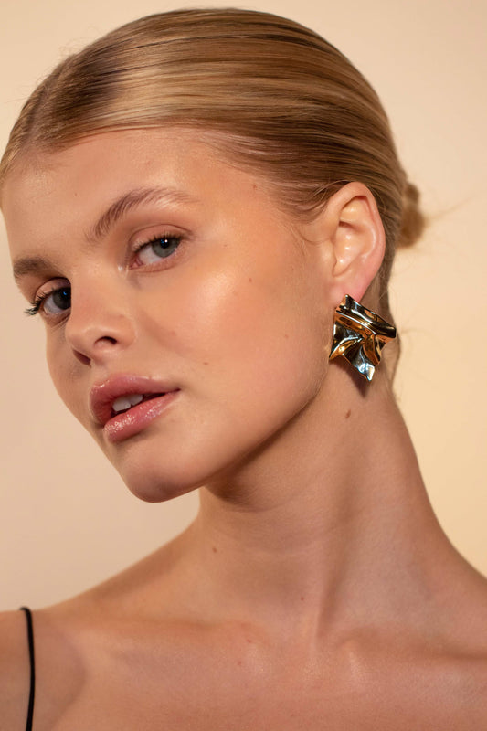 Molten Gold Stud Earrings