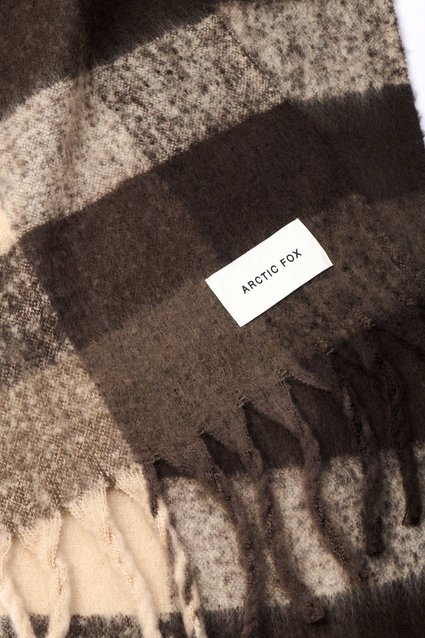 Brown Brushed Plaid Oversized Scarf