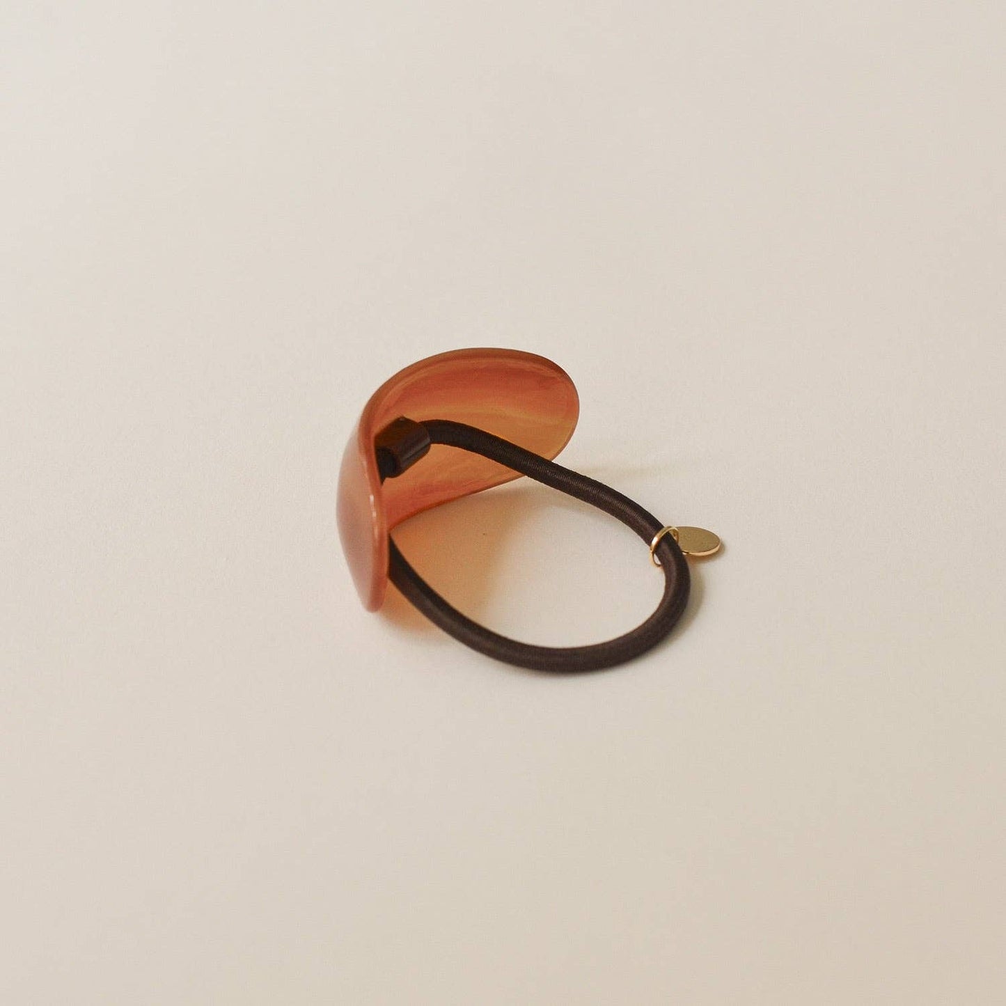 Brown Curved Oval Resin Ponytail Hair Tie