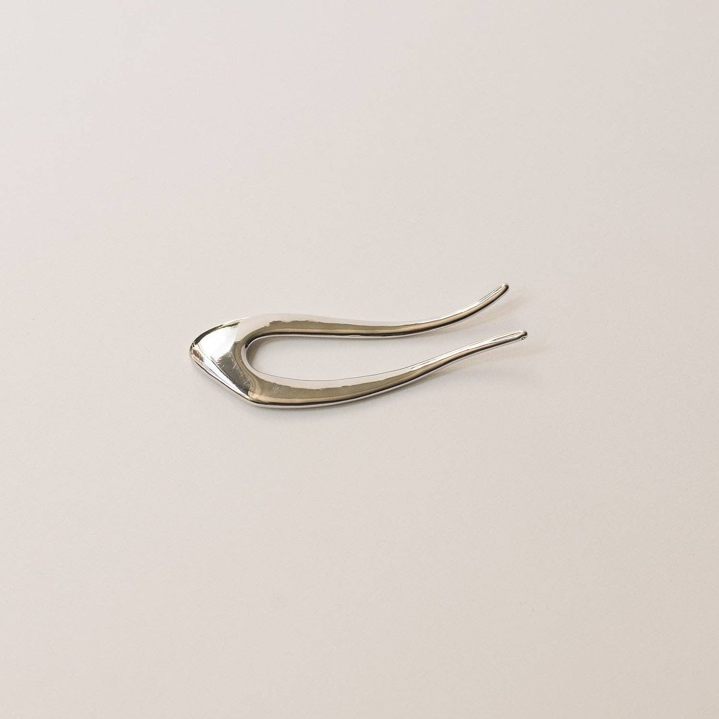 Silver Short U-Shaped Metal Hair Stick