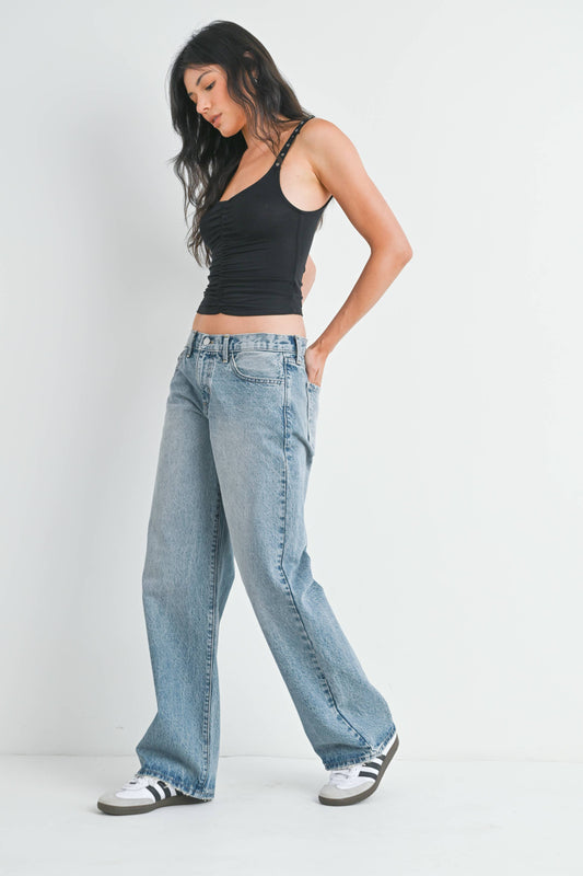 Light Wash Low Rise Slouch Jean - 100% Cotton
