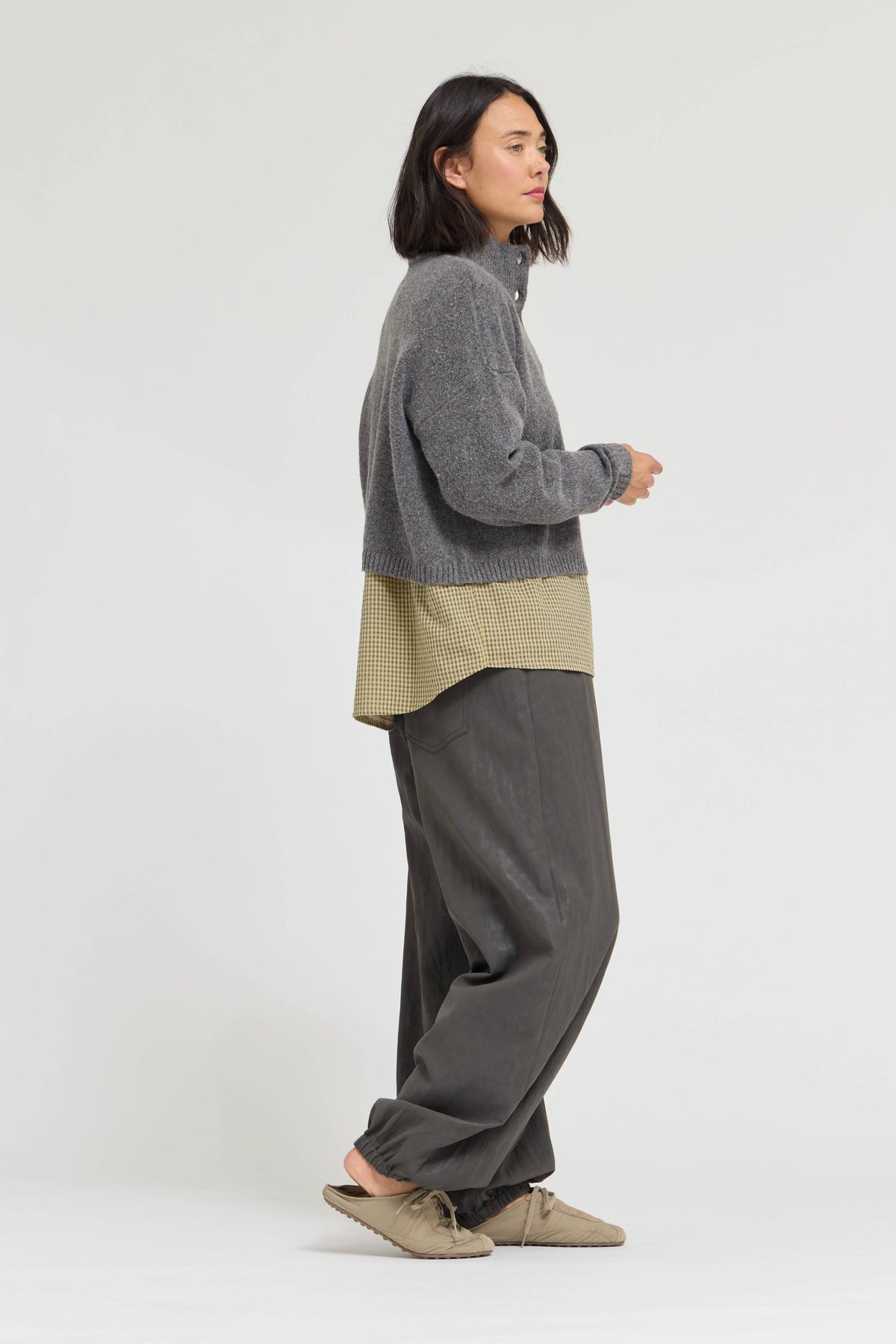Funnel Neck Cropped Cardigan