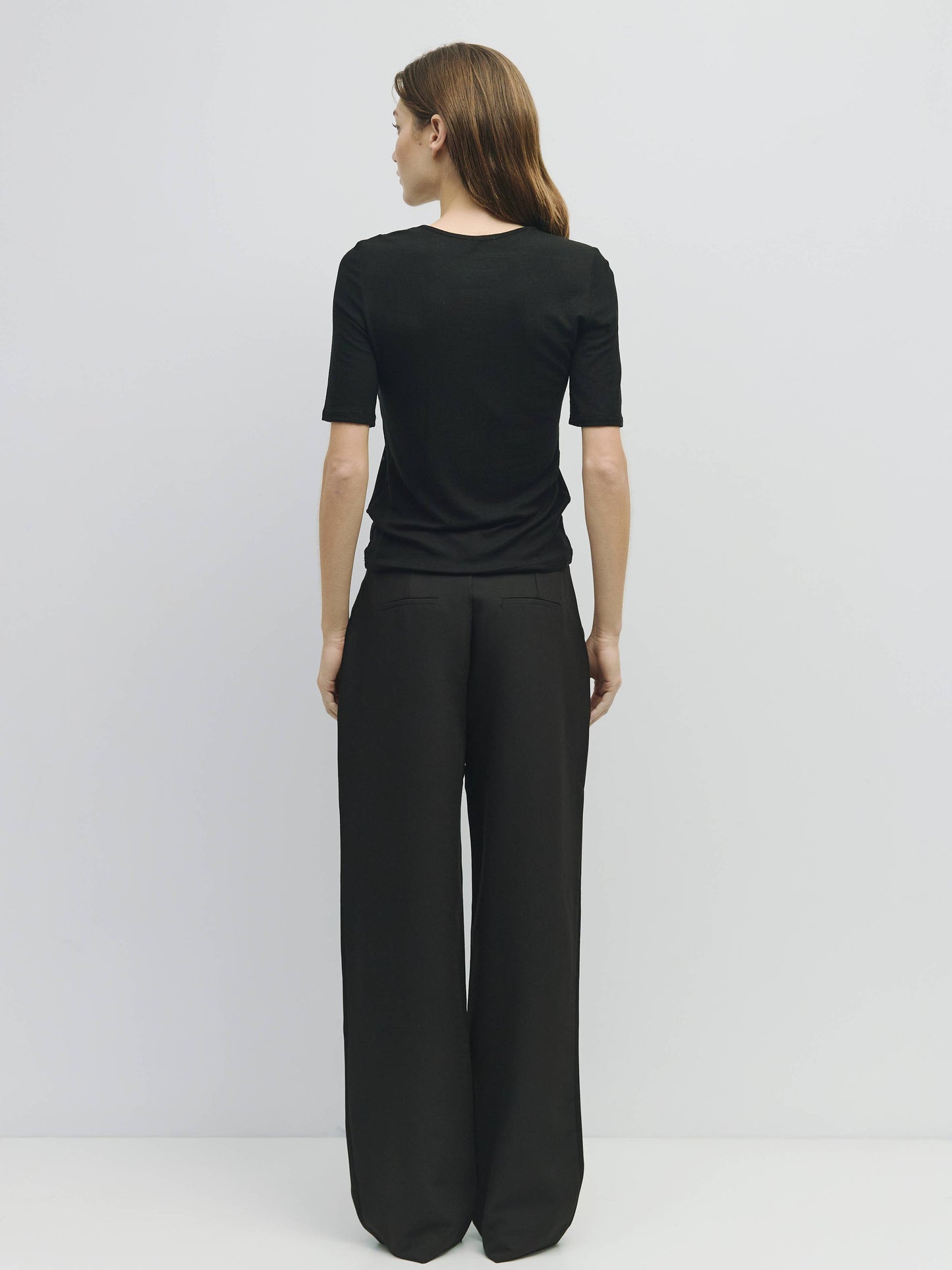 Black Semi-Sheer Knit Short-Sleeve Top