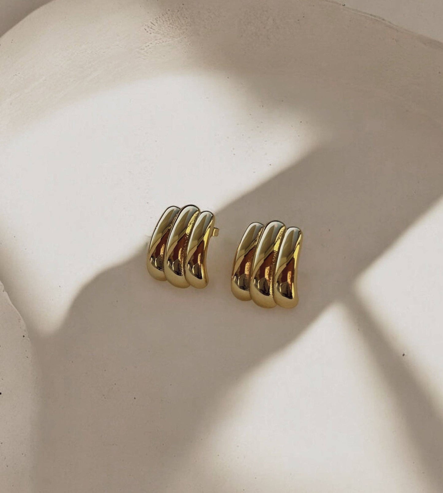Textured Gold Statement Stud Earrings