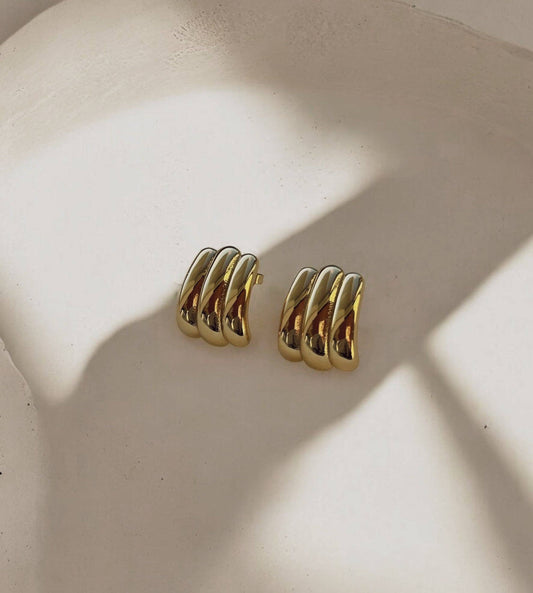 Textured Gold Statement Stud Earrings