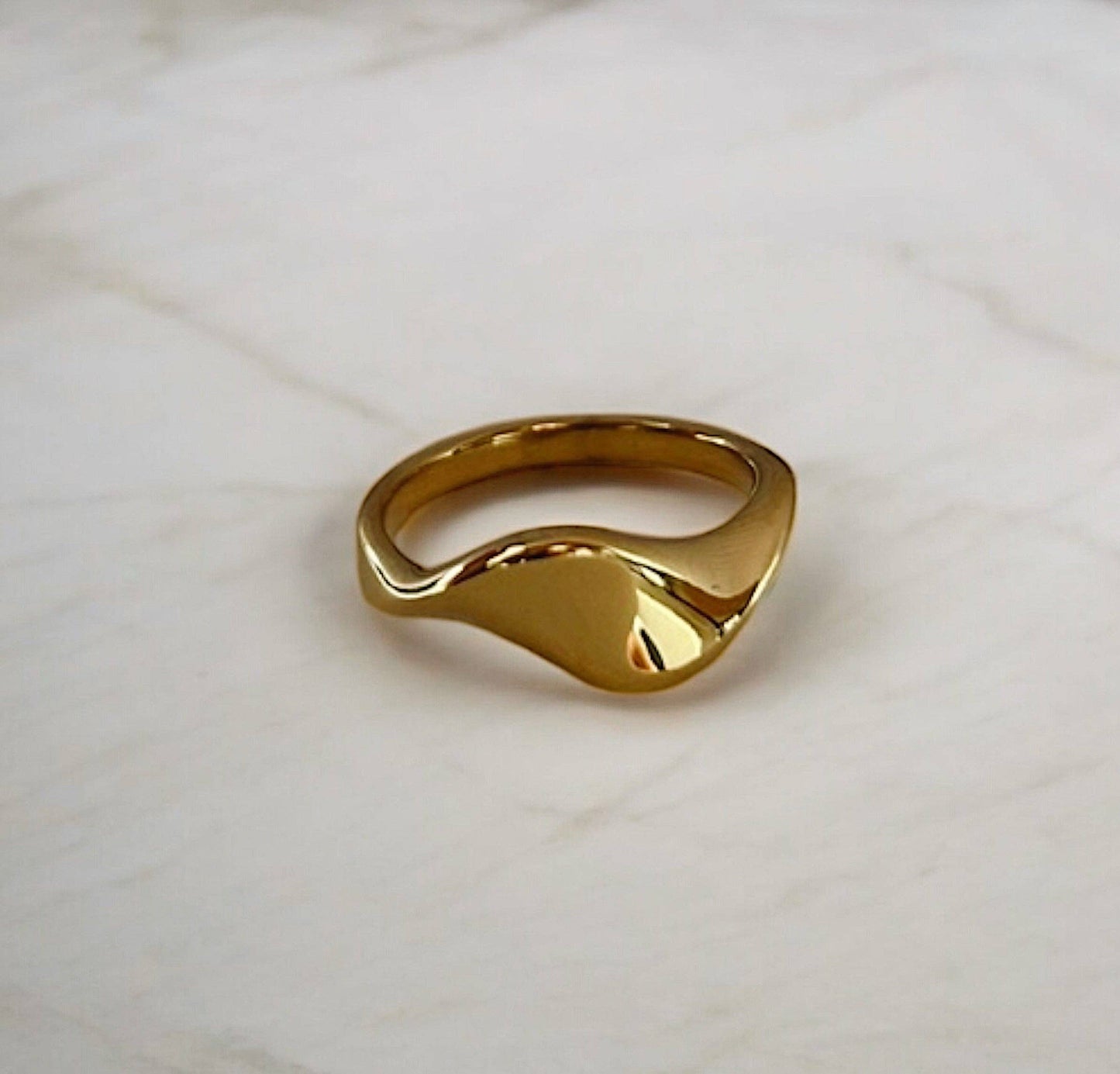 Gold Organic Wavy Statement Ring