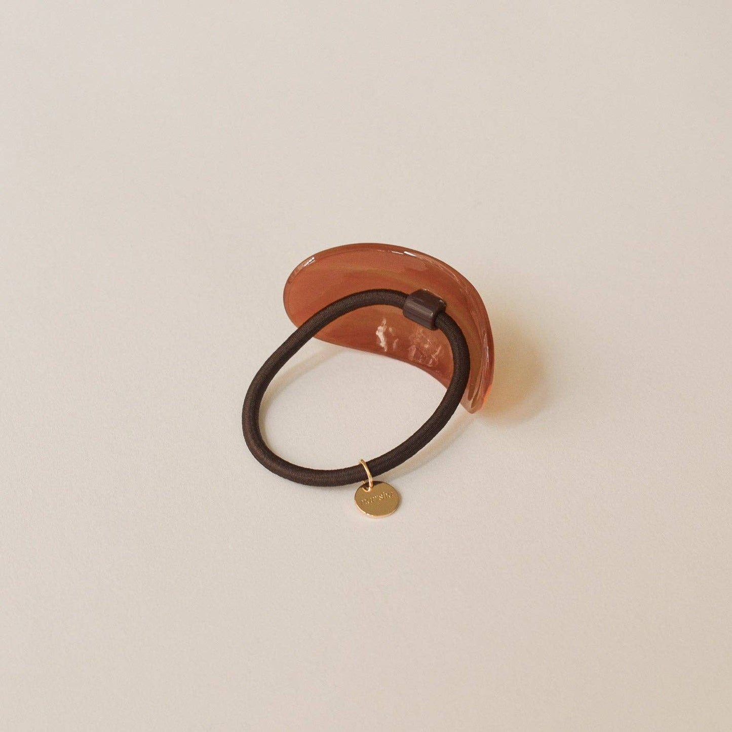 Brown Curved Oval Resin Ponytail Hair Tie