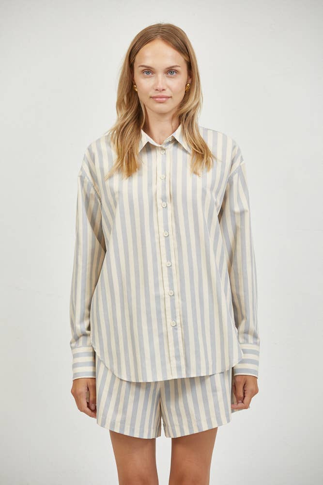 Blue Striped Button Down Long Sleeve
