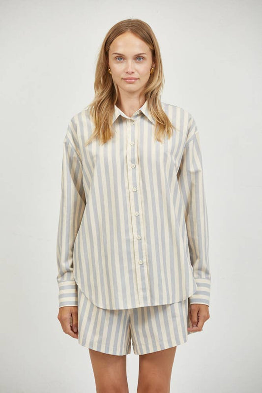 Blue Striped Button Down Long Sleeve