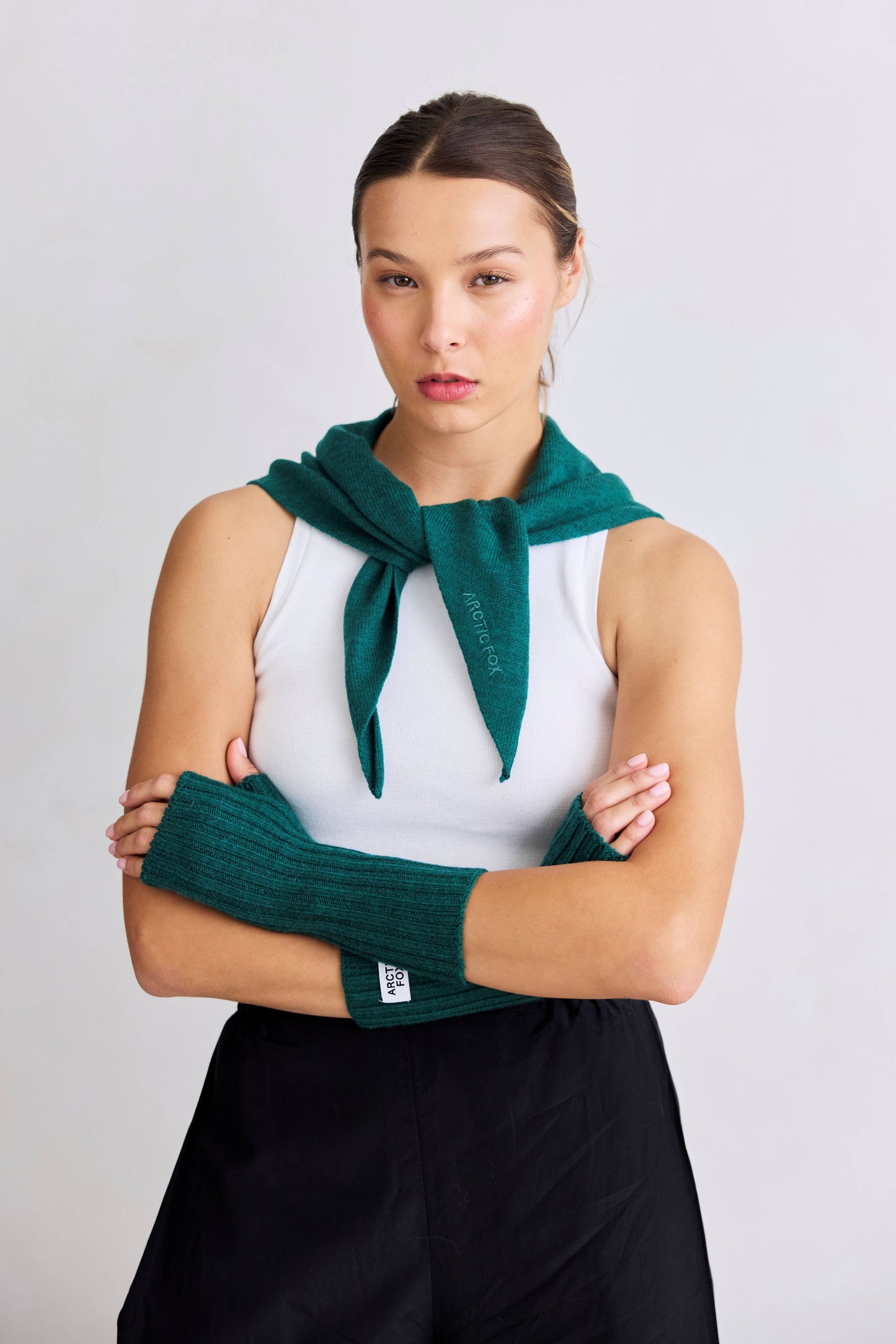 Alpine Fern Merino Wool Fingerless Gloves