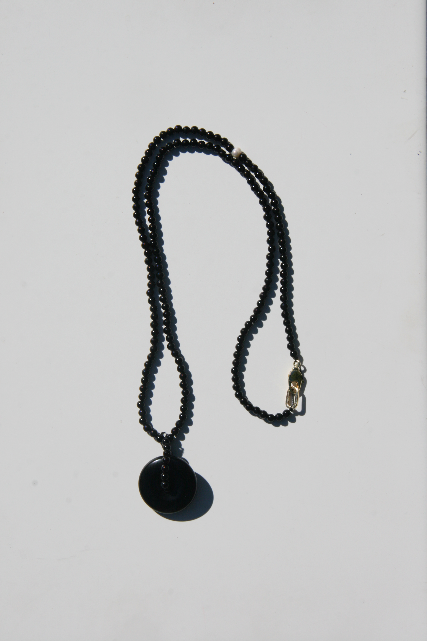 Black Onyx Donut Pendant Necklace