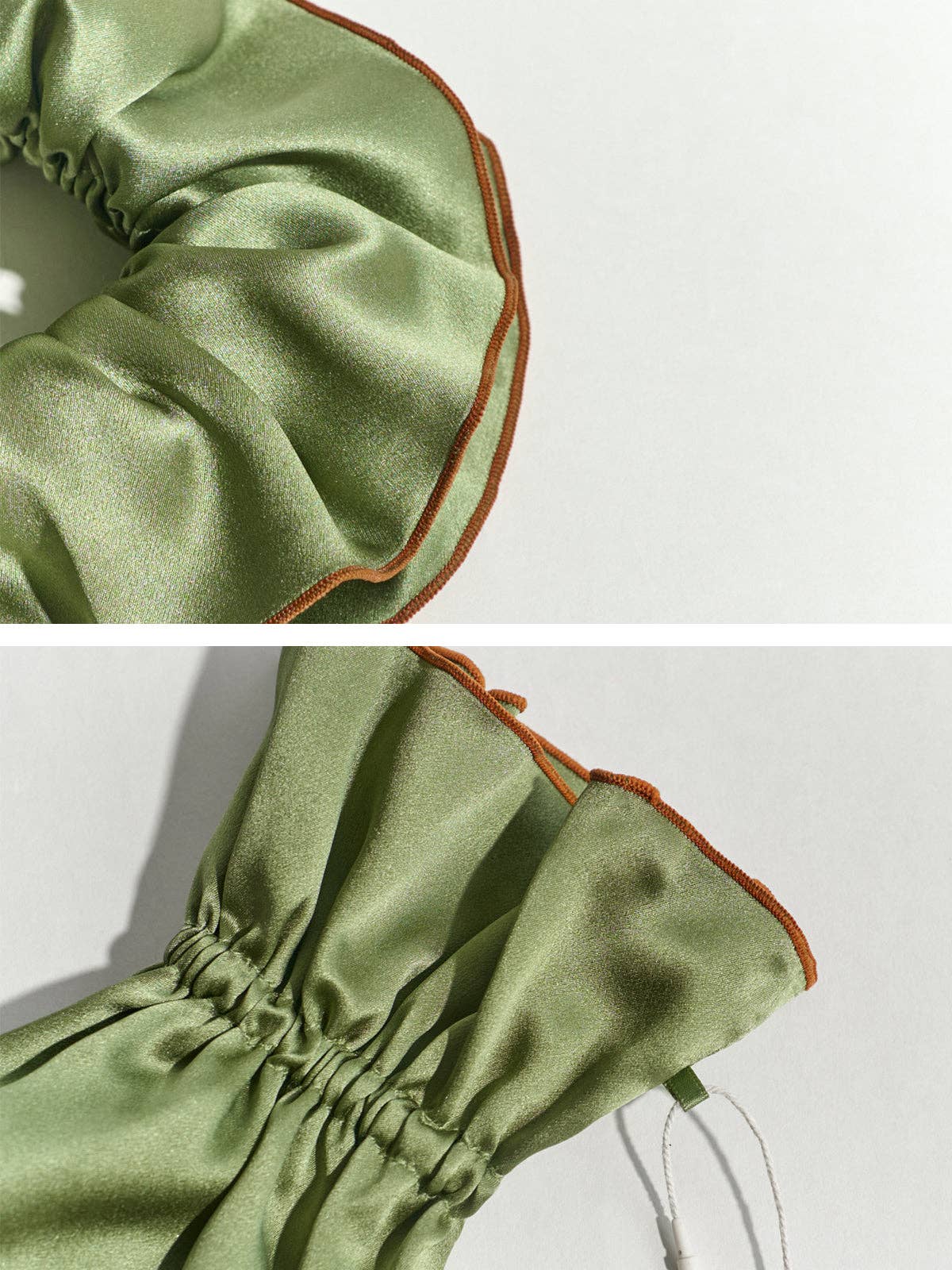 Olive Oversized Double-Layer Silk Scrunchie