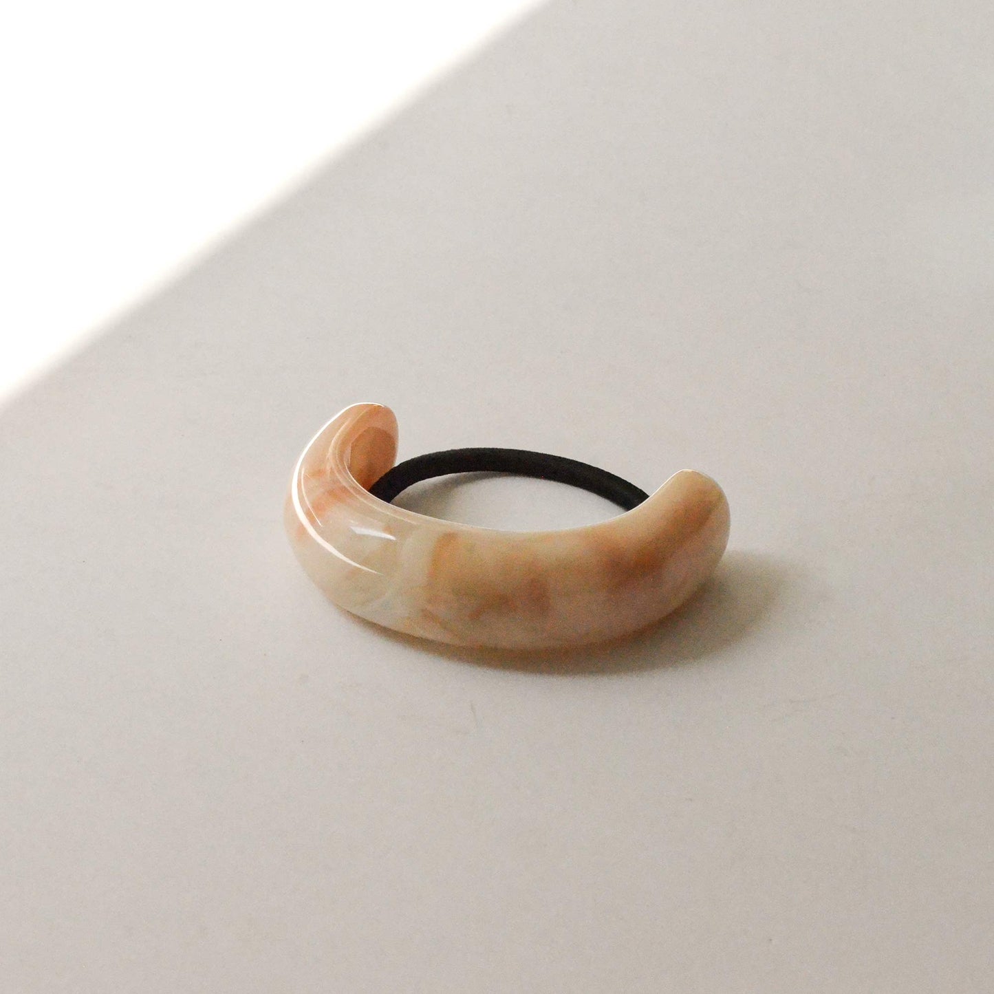 Beige Wide Arch Ponytail Hair Tie
