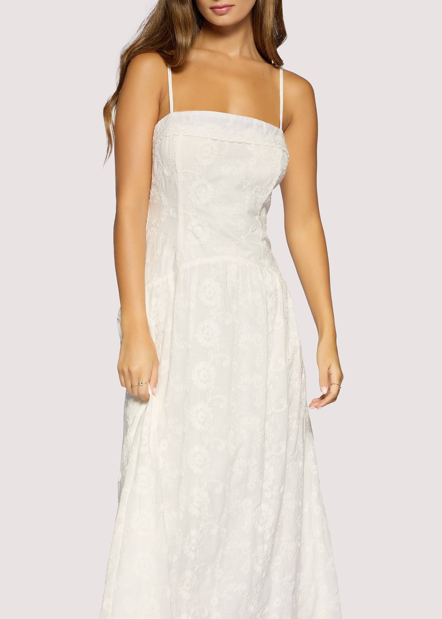White Embroidered Cotton Maxi Dress